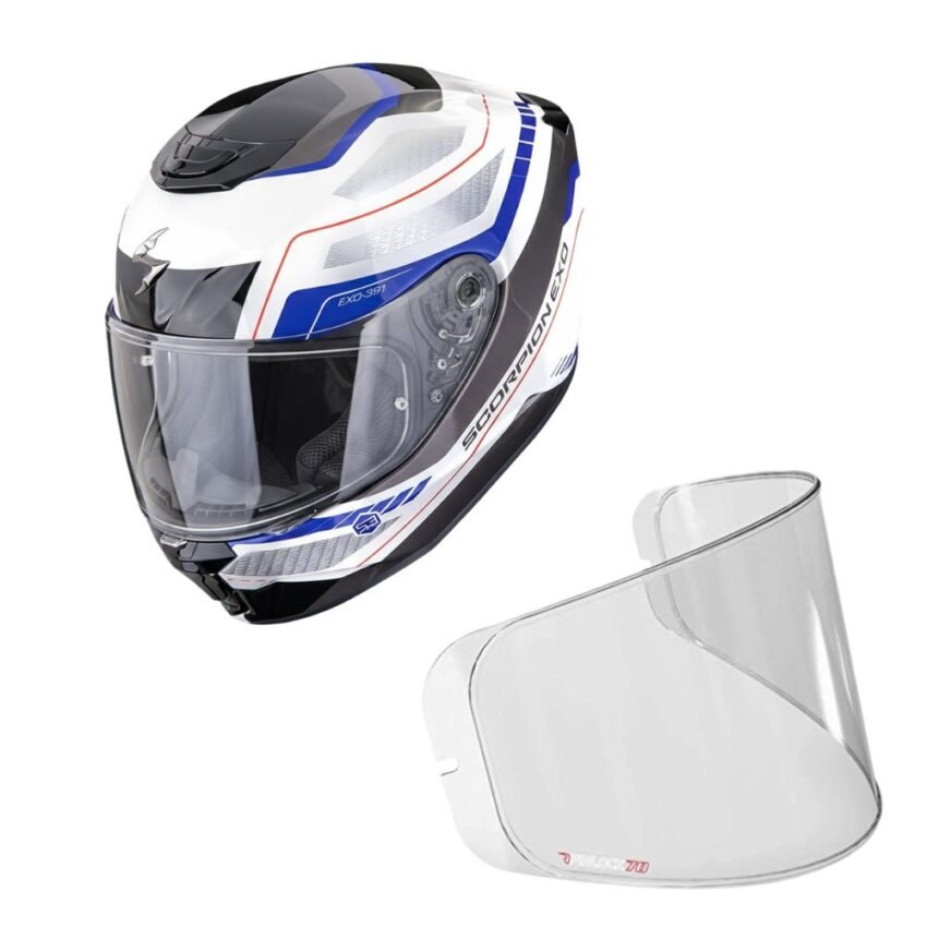 CASCO SCORPION EXO-391 LEO BLANCO AZUL