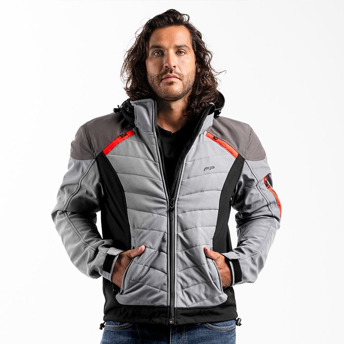 Chaqueta FP Naxos Softshell Gris vista frontal